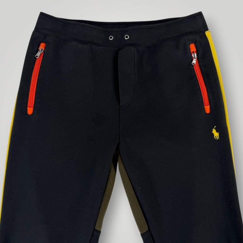 Polo Ralph Lauren RL67 Jogger Pants Mens M Black Colorblock Zip Pocket - Picture 3 of 8
